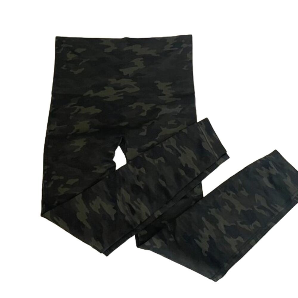 SPANX Look at Me Now Green Camo Camouflage Leggings, High Waist, Athleisure L